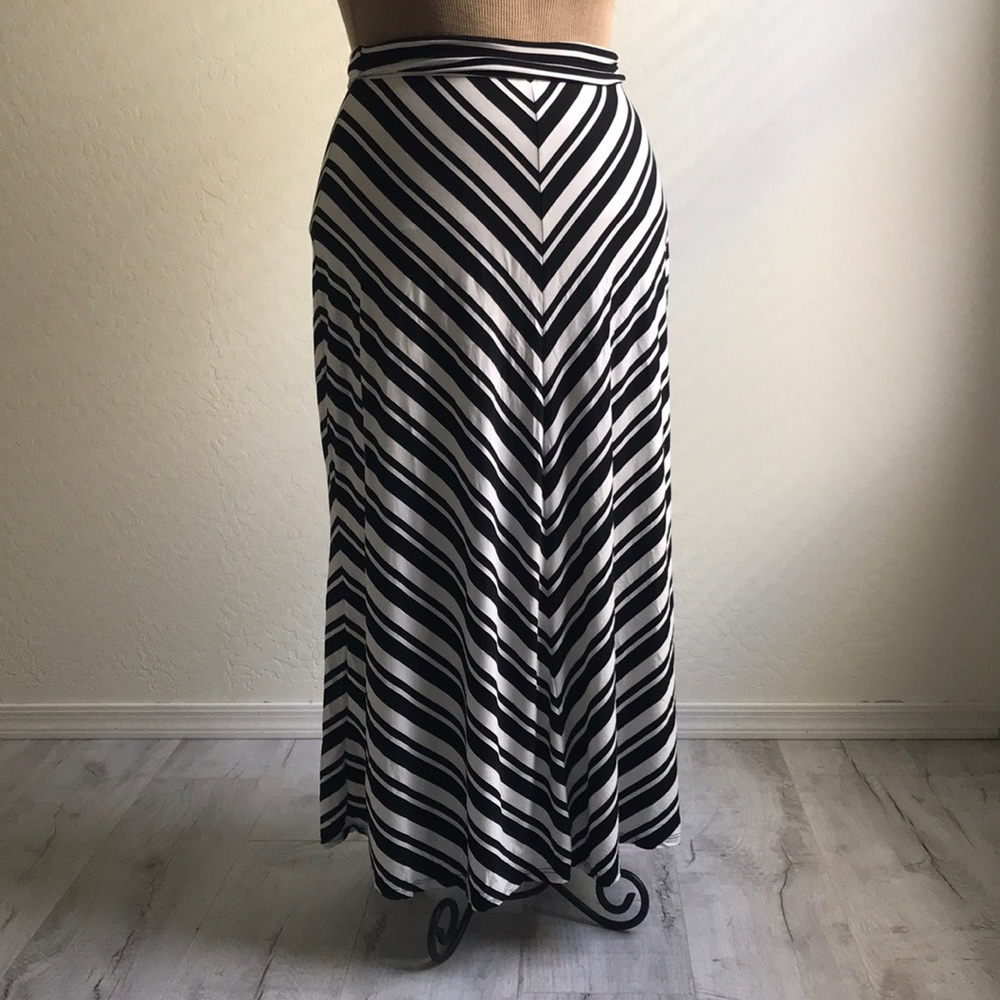 Striped Black and White Maxi Skirt
